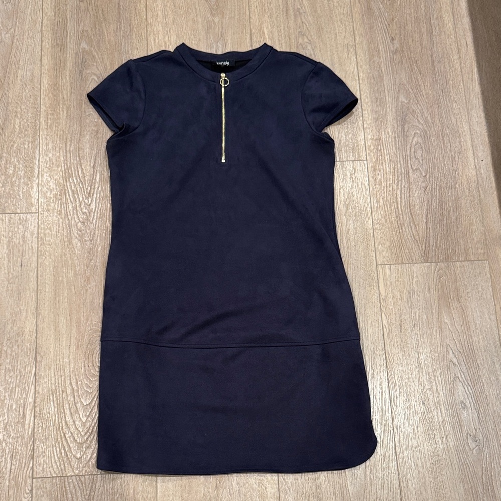 Kensie navy blue suede Short Sleeve Dress